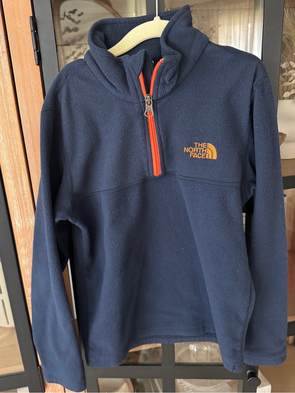 The North Face Kids Fleece half zipper 1/4 navy pullover sweatshirt boy contrast